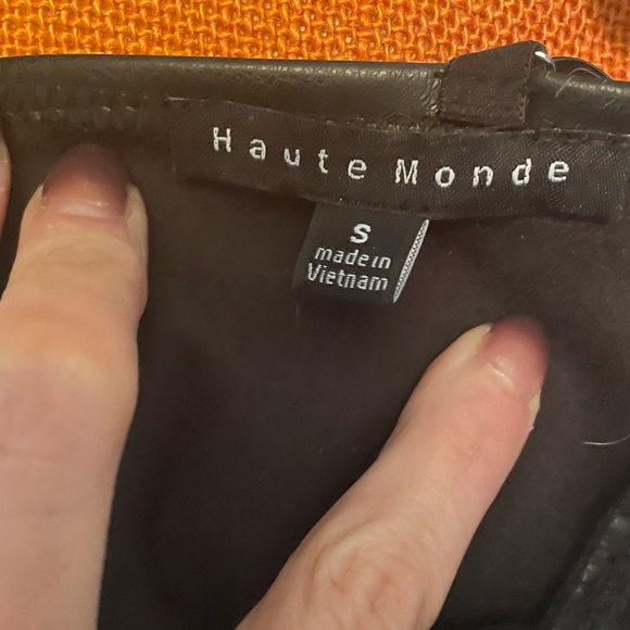 Haute Monde Black faux Leather Crop Top - Picture 3 of 3